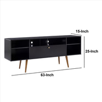 63 Inch TV Entertainment Media console with Drop Down Cabinet, Black, Brown - UPT-262092