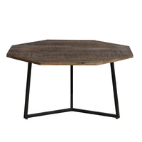 35, 28 Inch 2 Piece Nesting Coffee Table Set, Octagon Top, Mango Wood, Brown and Black - UPT-262386