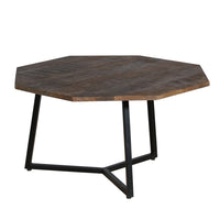 35, 28 Inch 2 Piece Nesting Coffee Table Set, Octagon Top, Mango Wood, Brown and Black - UPT-262386