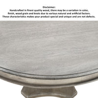 42 Inch Handcrafted Mango Wood Dining Table, Pedestal Base, Round Molded Top, Washed White, Gray - UPT-262414