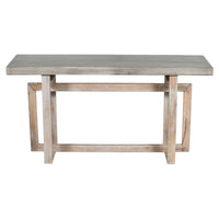 59 Inch Artisan Crafted Farmhouse Console Table with Geometric Interlocked Base, Rustic Light Brown - UPT-262415