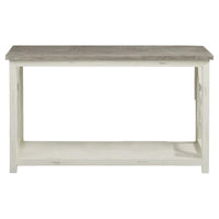 Pari Solid Wood Sofa Console Table with  X Shape Side Panels, White and Brown