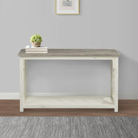 Solid Wood Sofa Console Table with  X Shape Side Panels, White and Brown - UPT-262891