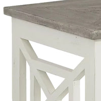 Pari Solid Wood Farmhouse End Table with X Shape Side Panels, White and Brown - UPT-262892