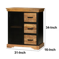 Home Office Cabinet with 3 Drawers and Metal Frame, Oak Brown and Black - UPT-263261
