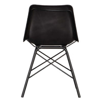 20 Inch Genuine Leather Accent Chair, Diamond Stitched, Metal Frame, Black - UPT-263782