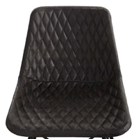 20 Inch Genuine Leather Accent Chair, Diamond Stitched, Metal Frame, Black - UPT-263782