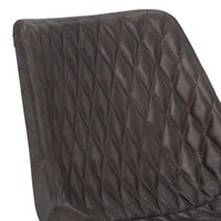 20 Inch Genuine Leather Accent Chair, Diamond Stitched, Metal Frame, Black - UPT-263782