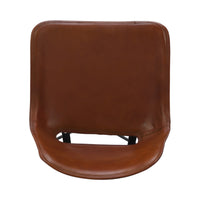 29 Inch Bar Height Chair, Curved Seat, Genuine Leather, Metal Frame, Tan Brown, Black - UPT-263784