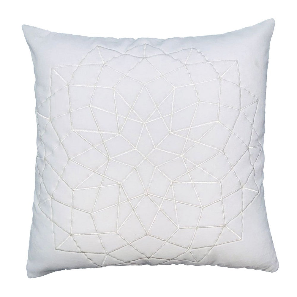 Hugo 20 x 20 Square Accent Throw Pillows, Embroidered Abstract Pattern, Set of 2, White - UPT-266358