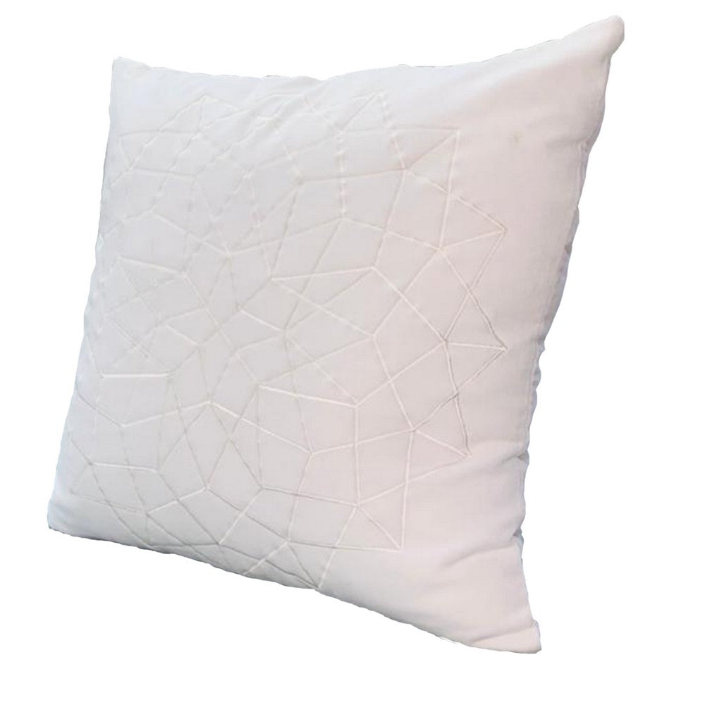 Hugo 20 x 20 Square Accent Throw Pillows, Embroidered Abstract Pattern, Set of 2, White - UPT-266358