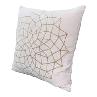 Hugo 20 x 20 Square Accent Throw Pillows, Embroidered Abstract Pattern, Set of 2, White, Gold - UPT-266359