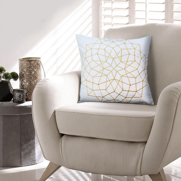 Hugo 20 x 20 Square Accent Throw Pillows, Embroidered Abstract Pattern, Set of 2, White, Gold - UPT-266359