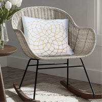 Hugo 20 x 20 Square Accent Throw Pillows, Embroidered Abstract Pattern, Set of 2, White, Gold - UPT-266359