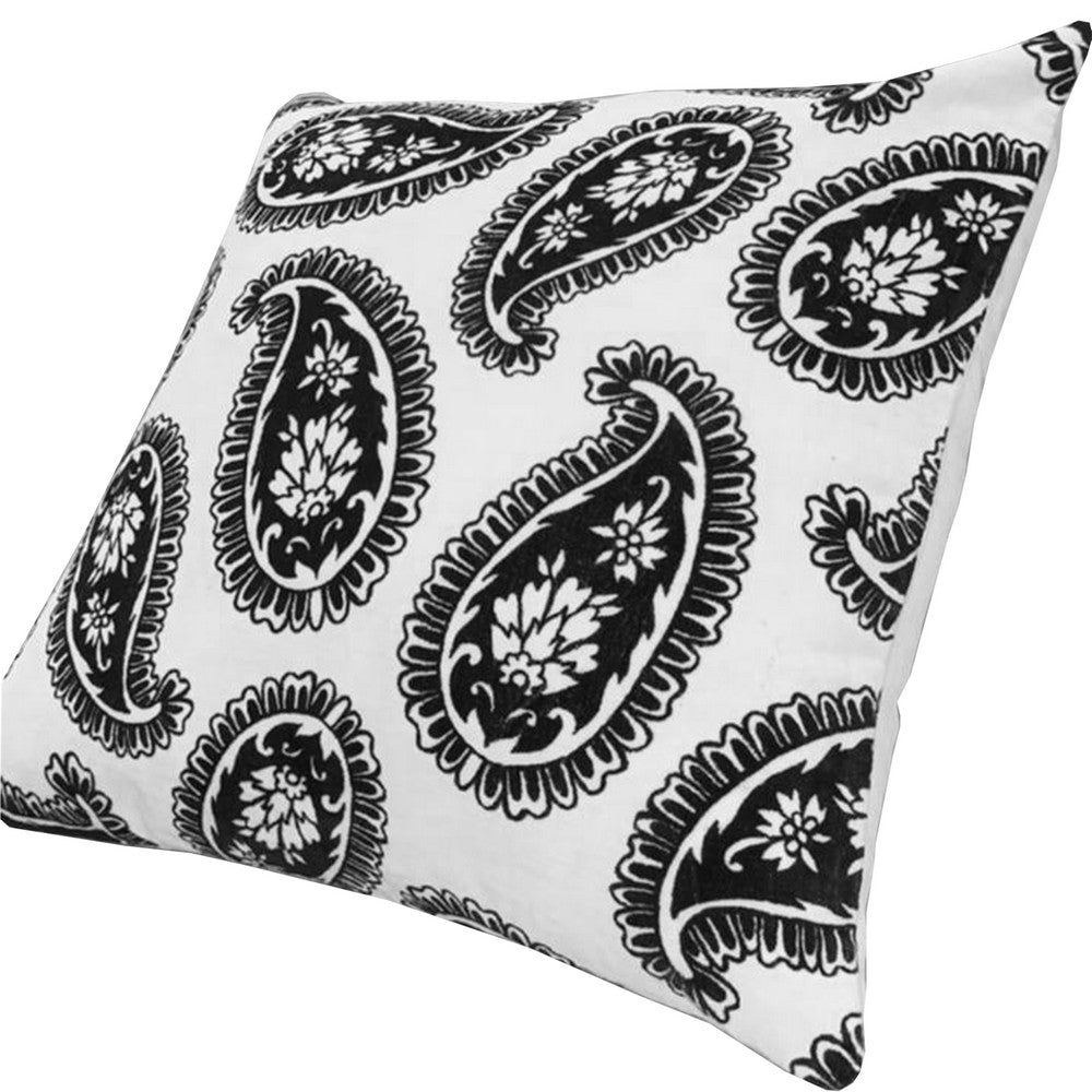 20 x 20 Square Accent Throw Pillows, Paisley Print, Set of 2, Black, White - UPT-266360