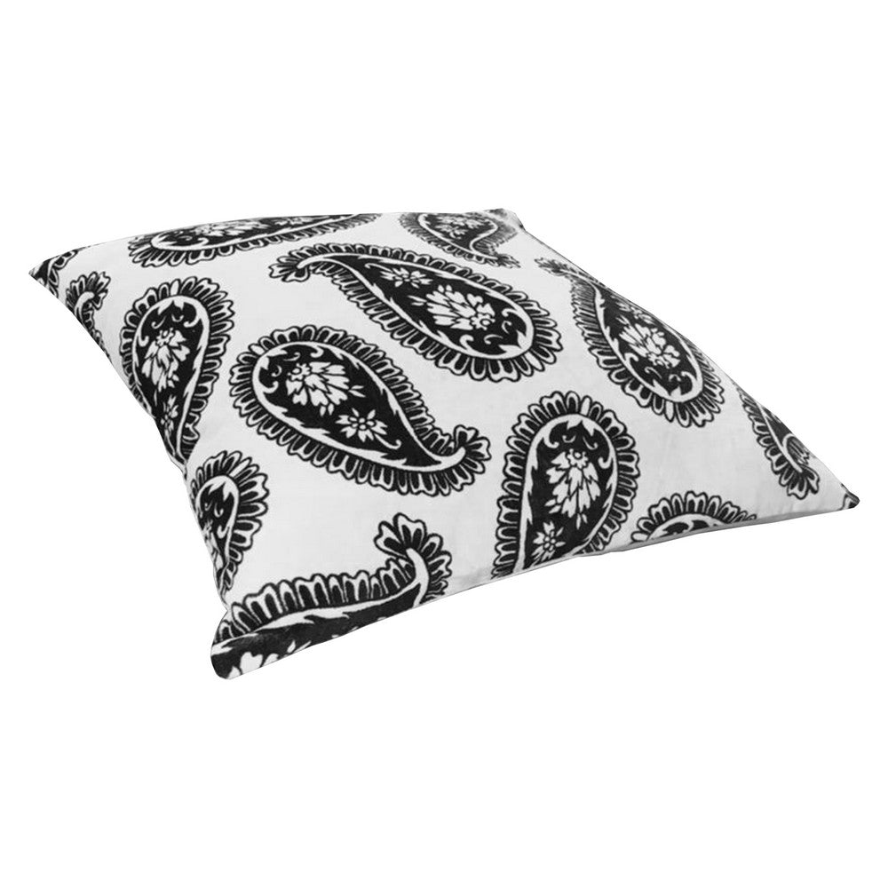 20 x 20 Square Accent Throw Pillows, Paisley Print, Set of 2, Black, White - UPT-266360