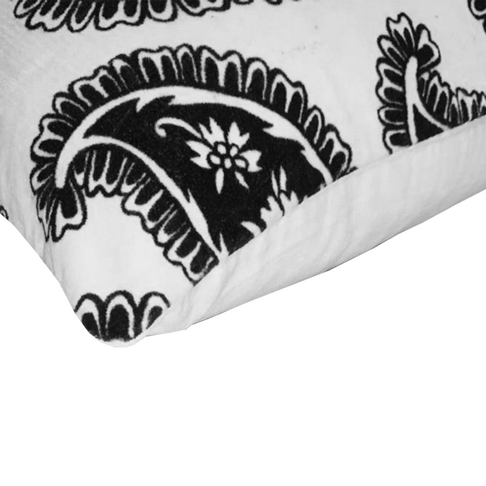 20 x 20 Square Accent Throw Pillows, Paisley Print, Set of 2, Black, White - UPT-266360