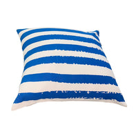 20 x 20 Square Cotton Accent Throw Pillows, Screen Printed Stripes, Set of 2, Blue, White  - UPT-266362