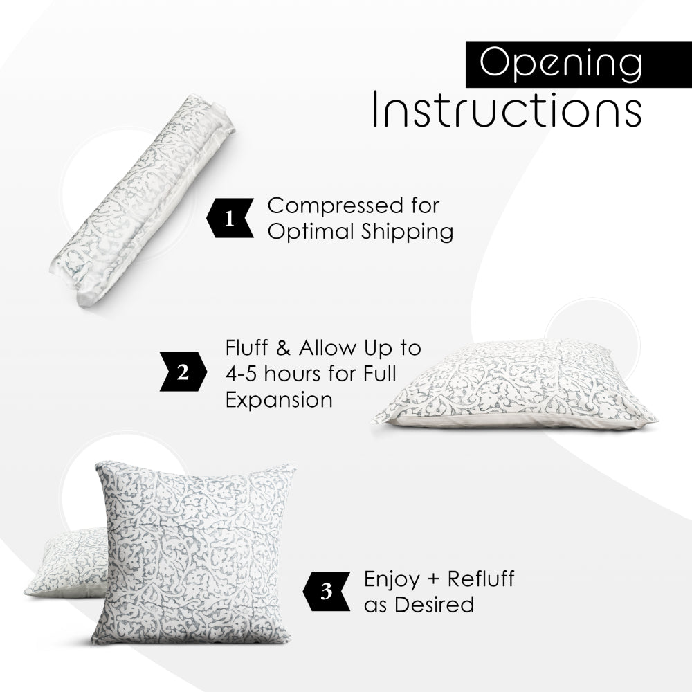 20 x 20 Square Cotton Accent Throw Pillows, Chevron Pattern, Set of 2, Gray, White - UPT-266363