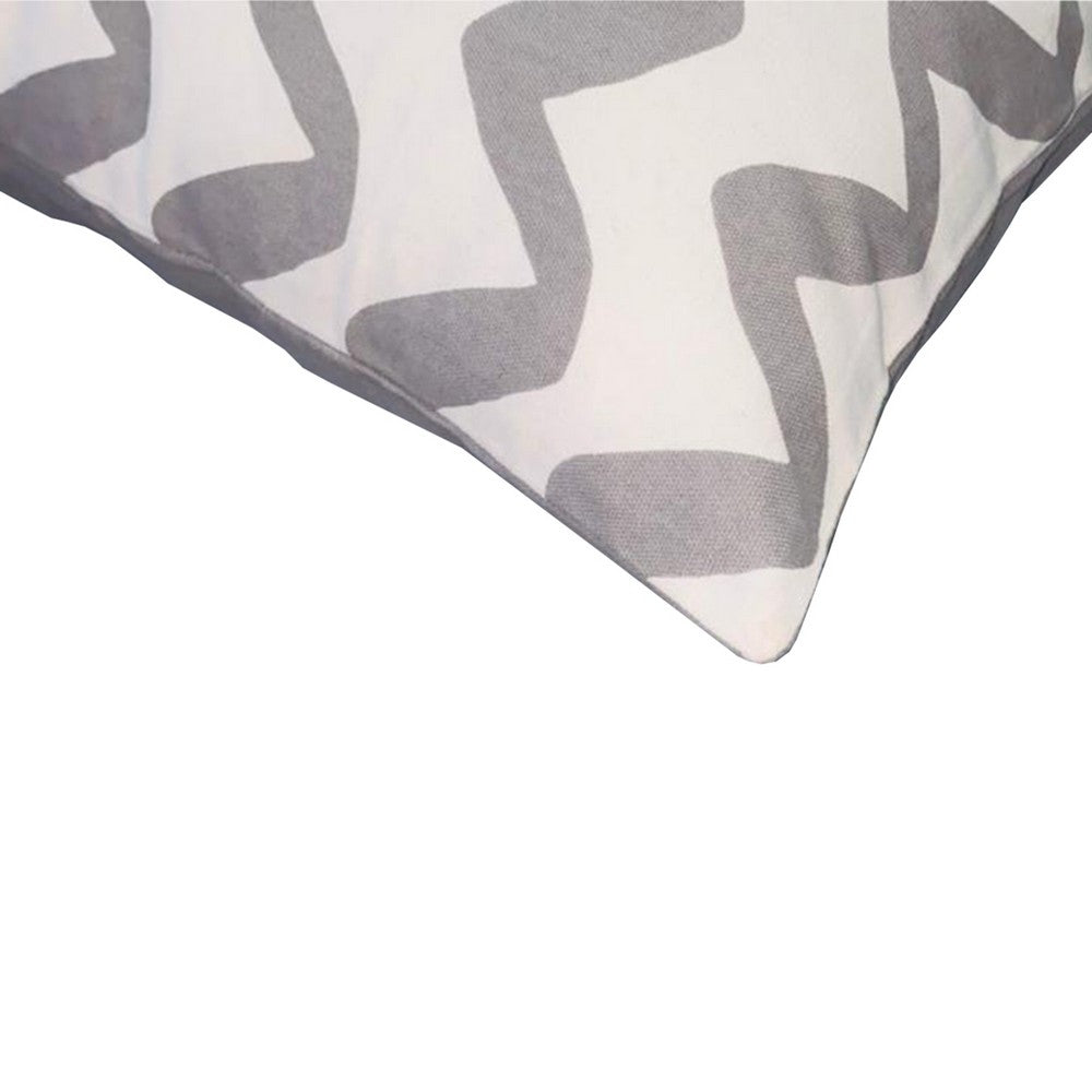 20 x 20 Square Cotton Accent Throw Pillows, Chevron Pattern, Set of 2, Gray, White - UPT-266363