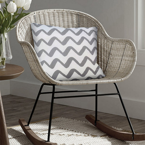 20 x 20 Square Cotton Accent Throw Pillows, Chevron Pattern, Set of 2, Gray, White - UPT-266363