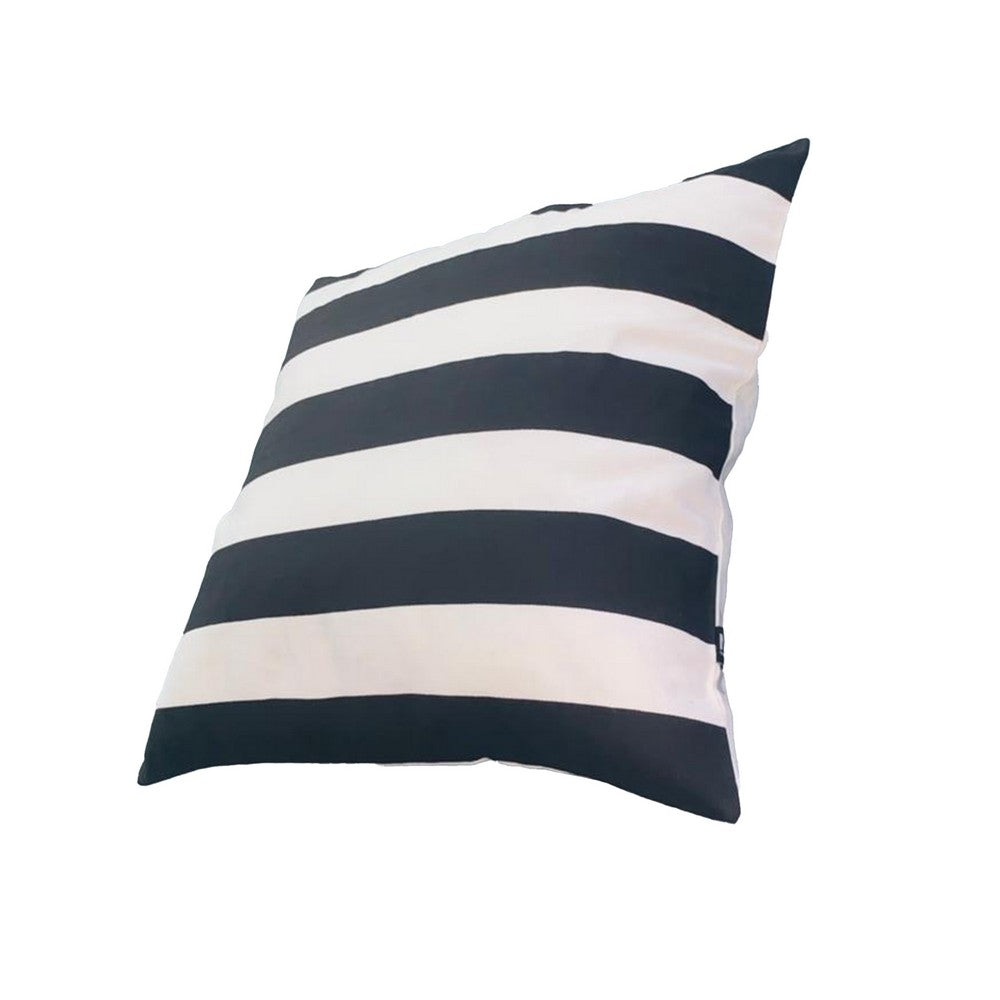 20 x 20 Square Cotton Accent Throw Pillows, Classic Block Stripes, Set of 2, Black, White - UPT-266365