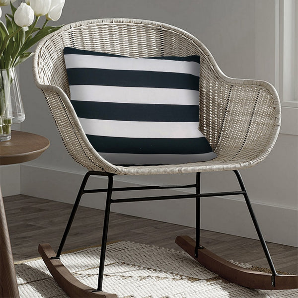 20 x 20 Square Cotton Accent Throw Pillows, Classic Block Stripes, Set of 2, Black, White - UPT-266365