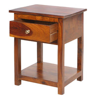 22.5 Inch Acacia Wood Rectangular End Side Table, 1 Drawer, Open Shelf, Walnut Brown - UPT-266376