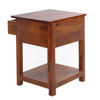 22.5 Inch Acacia Wood Rectangular End Side Table, 1 Drawer, Open Shelf, Walnut Brown - UPT-266376