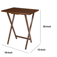 Coi 26 Inch Handcrafted Rubberwood Rectangular TV Tray Side Table, Folding X Shape Frame, Walnut Brown - UPT-266382