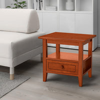 Wooden Rectangular End Table with 1 Drawer, Honey Brown - UPT-266385