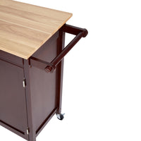Wooden Rectangular Kitchen Cart with 1 Door and Open Compartments, Espresso Brown - UPT-266390