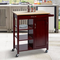 Wooden Rectangular Kitchen Cart with 1 Door and Open Compartments, Espresso Brown - UPT-266390