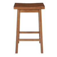 Wooden Counter Height Stool with Saddle Seat, Walnut Brown - UPT-266392