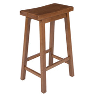 Wooden Counter Height Stool with Saddle Seat, Walnut Brown - UPT-266392