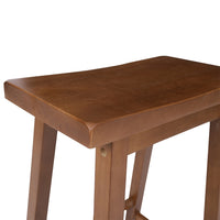 Wooden Counter Height Stool with Saddle Seat, Walnut Brown - UPT-266392