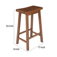 Wooden Counter Height Stool with Saddle Seat, Walnut Brown - UPT-266392