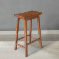 Wooden Counter Height Stool with Saddle Seat, Walnut Brown - UPT-266392