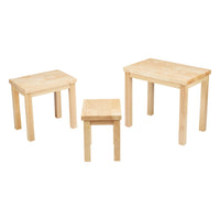 19, 16, 13 Inch Rectangular 3 Piece Nesting End Side Table Set, Rubberwood, Natural Brown - UPT-266394