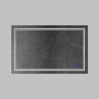 40 x 24 Inch Frameless LED Illuminated Bathroom Wall Mirror, Touch Button Defogger, Rectangular, Silver - UPT-266396