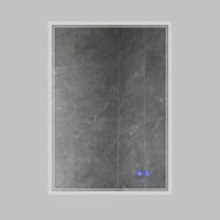 24 x 36 Inch Frameless LED Illuminated Bathroom Wall Mirror, Touch Button Defogger, Metal, Silver - UPT-266398