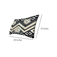 12 x 20 Rectangular Cotton Accent Lumbar Pillows, Aztec Pattern, Set of 2, White, Black - UPT-268956