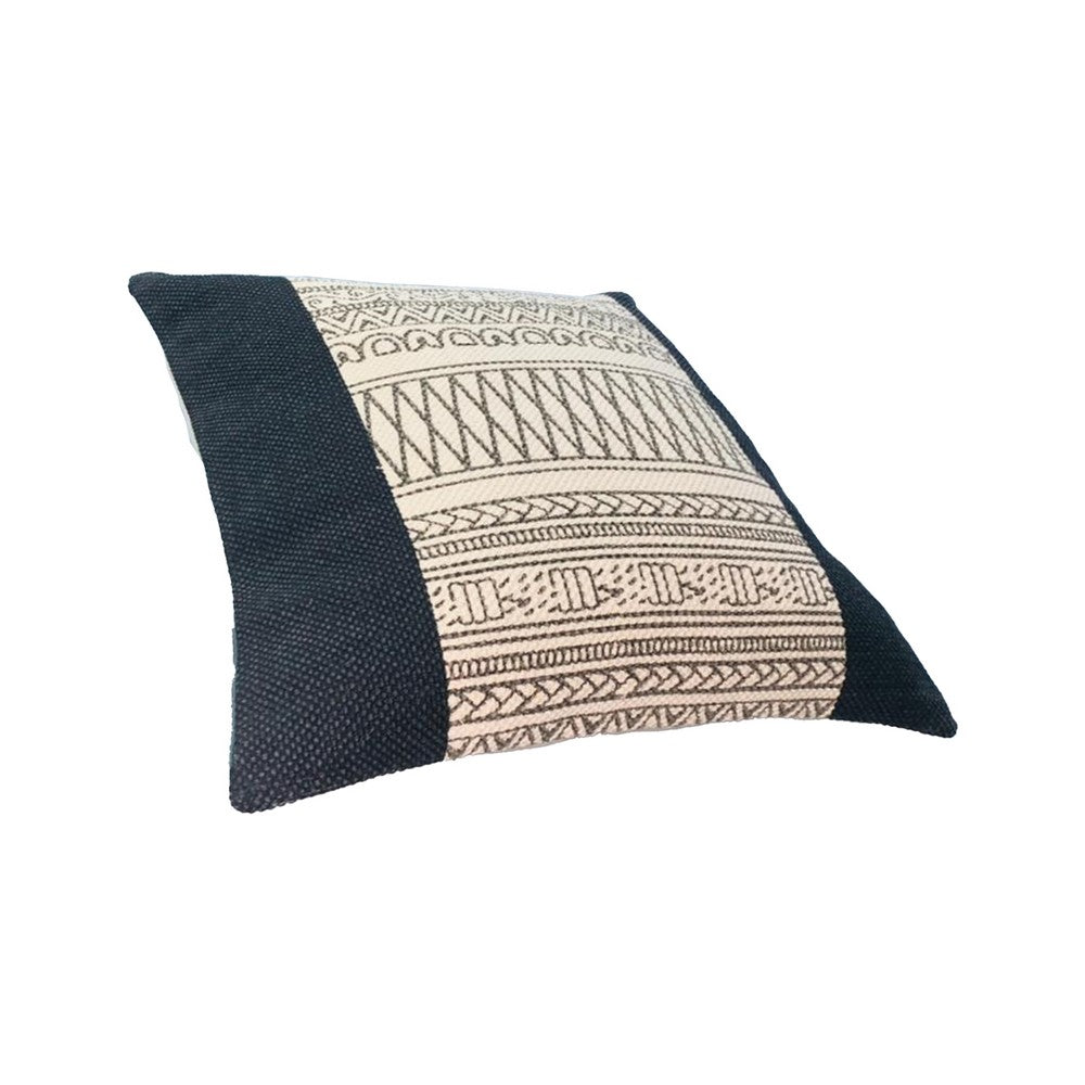 18 x 18 Square Cotton Accent Throw Pillows, Aztec Linework Pattern, Set of 2, Off White, Black - UPT-268961