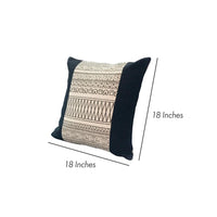 18 x 18 Square Cotton Accent Throw Pillows, Aztec Linework Pattern, Set of 2, Off White, Black - UPT-268961