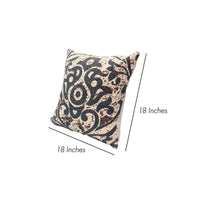 18 x 18 Square Accent Throw Pillows, Damask Print, Polyester Filler, Set of 2, Cream, Blue - UPT-268963