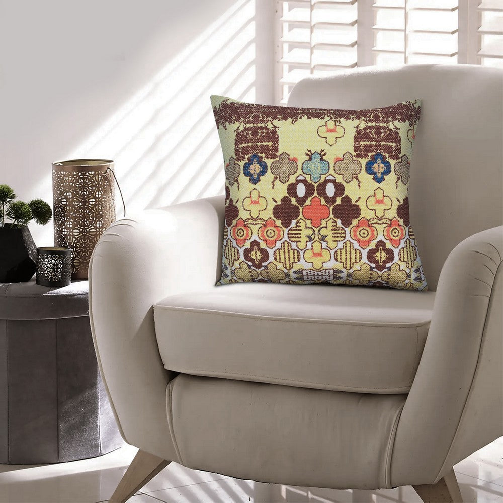 18 x 18 Square Accent Pillows Printed Unique Quatrefoil Design Set of 2 Multicolor UPT 268965