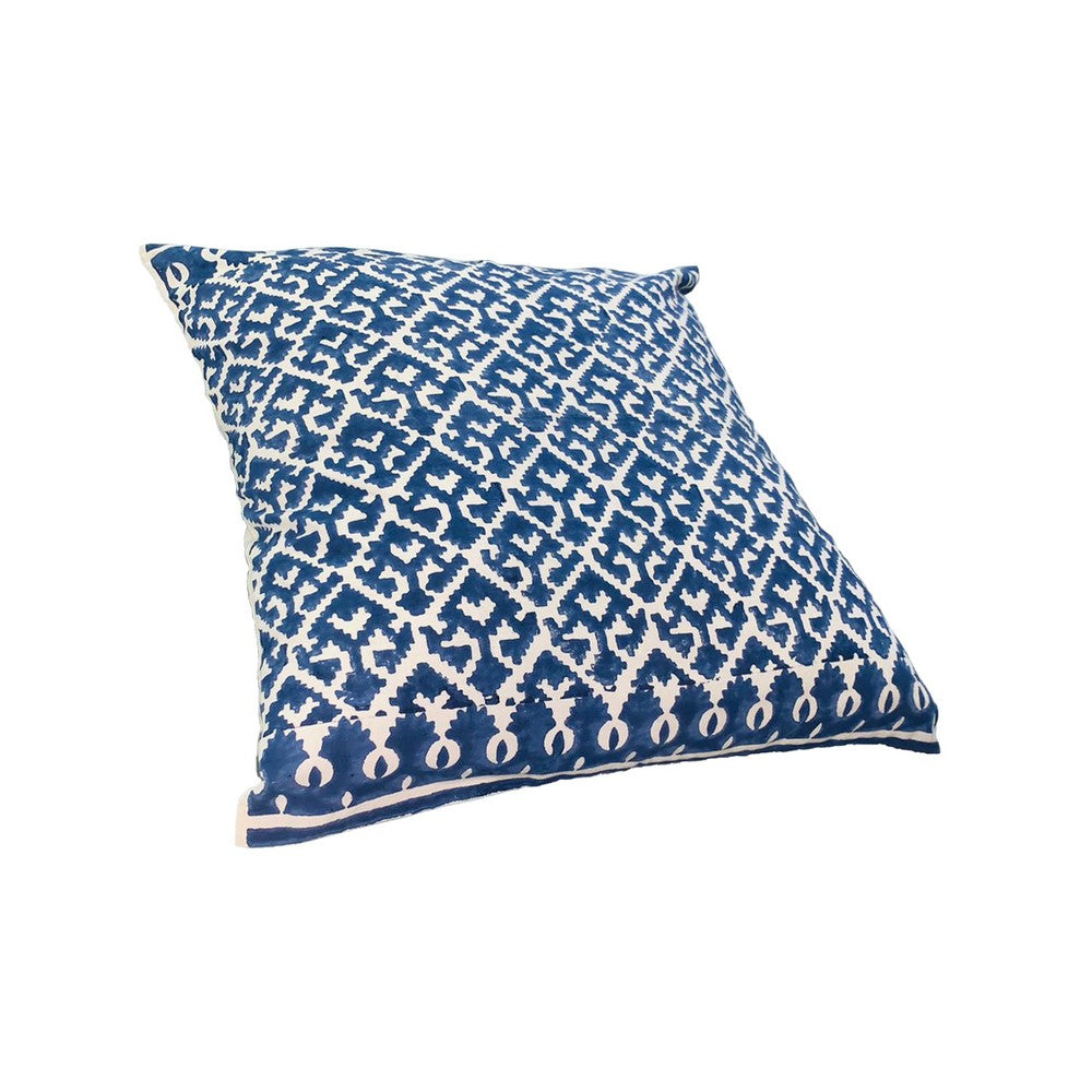 18 x 18 Square Accent Pillows, Trellis Pattern, Cotton Cover, Set of 2, Blue, White  - UPT-268968