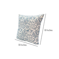 18 x 18 Square Accent Pillows, Paisley Floral Pattern, Cotton Cover, Set of 2, Blue, White - UPT-268969