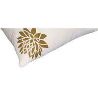 18 x 18 Square Accent Pillows, Soft Cotton Cover, Printed Lotus Flower, Set of 2, Gold, White - UPT-268971