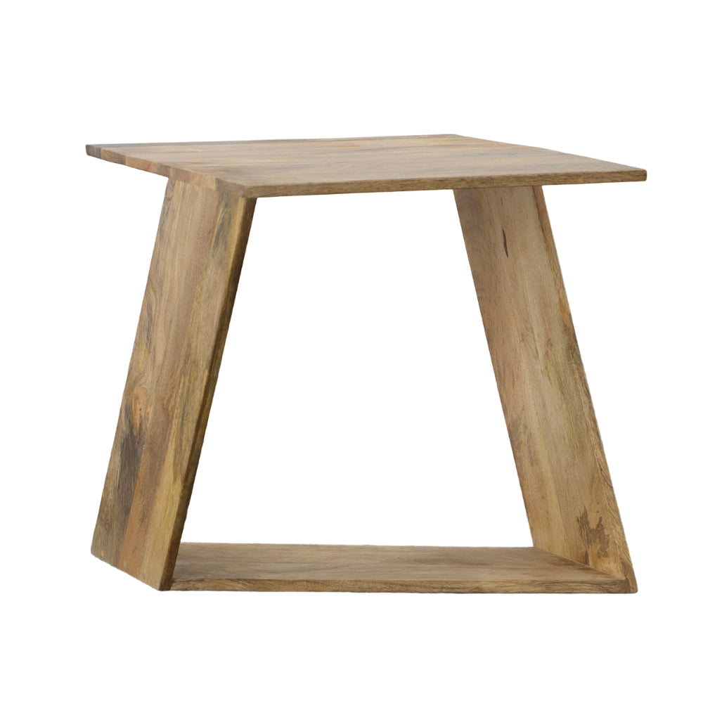 End Table with Square Top and Illusion Wooden Frame, Oak Brown - UPT-268972